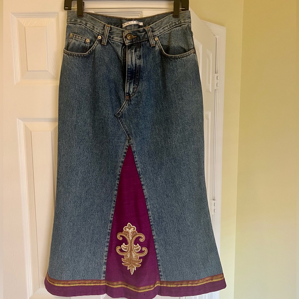 custom gorgeous festival denim skirt- cost 250 new